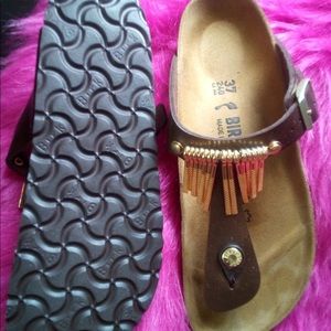 BNIB Gizeh Fringe Birkenstock Sandals 37 narrow